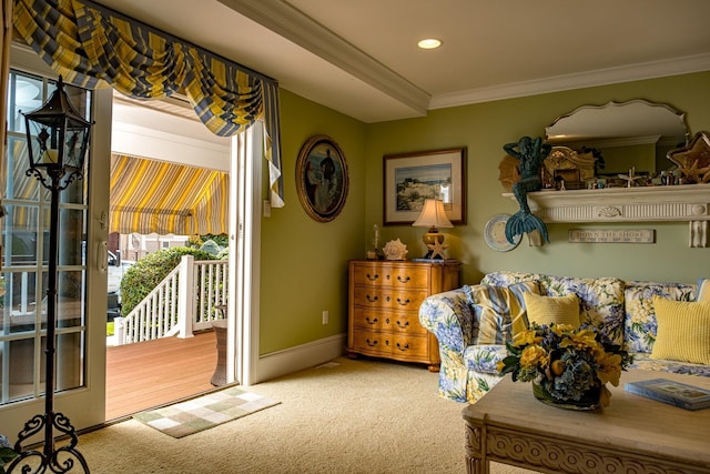 2404 Atlantic Ave, Longport, NJ 08403 - sitting room featuring carpet, ornamental molding, and recessed lighting