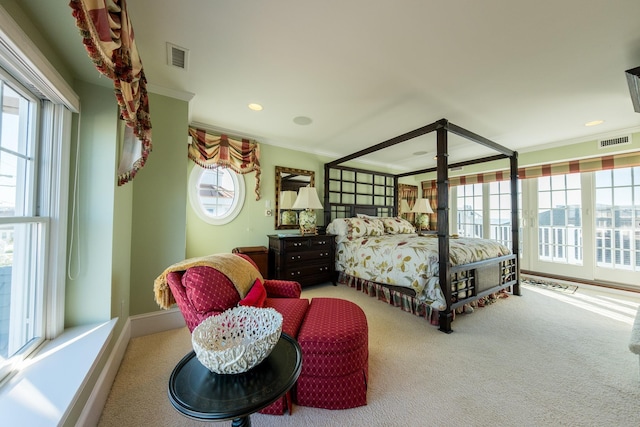 2404 Atlantic Ave, Longport, NJ 08403 - carpeted bedroom featuring ornamental molding, multiple windows, and recessed lighting