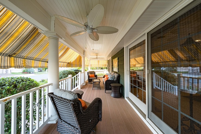 2404 Atlantic Ave, Longport, NJ 08403 - wooden porch featuring ceiling fan