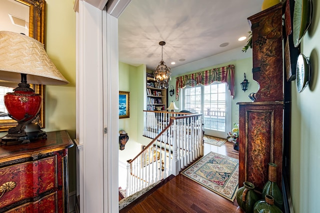 2404 Atlantic Ave, Longport, NJ 08403 - hallway with an upstairs landing, wood finished floors, a chandelier, and recessed lighting