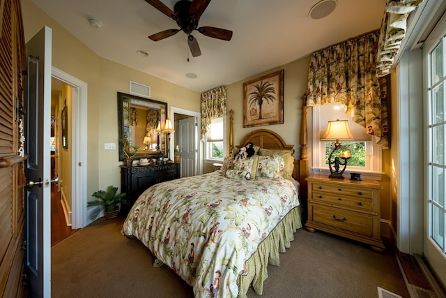 2404 Atlantic Ave, Longport, NJ 08403 - carpeted bedroom with multiple windows, a ceiling fan, and a closet