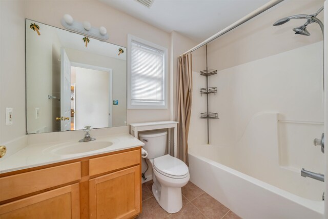 227 E Leaming Ave Unit A, Wildwood, NJ 08260 - full bathroom with tile patterned floors, toilet, vanity, and shower / bathtub combination with curtain