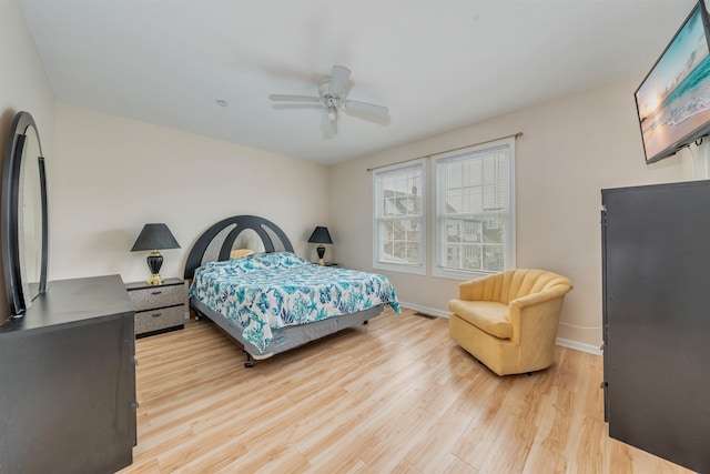 227 E Leaming Ave Unit A, Wildwood, NJ 08260 - bedroom featuring light wood-type flooring, baseboards, and ceiling fan