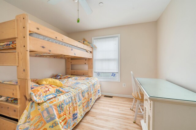 227 E Leaming Ave Unit A, Wildwood, NJ 08260 - bedroom with light wood finished floors, baseboards, and ceiling fan