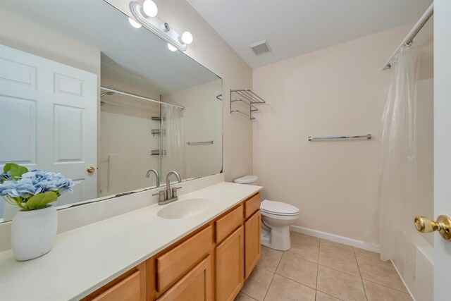 227 E Leaming Ave Unit A, Wildwood, NJ 08260 - full bath with curtained shower, tile patterned flooring, toilet, vanity, and baseboards