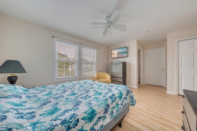 227 E Leaming Ave Unit A, Wildwood, NJ 08260 - bedroom featuring light wood-type flooring, baseboards, and ceiling fan