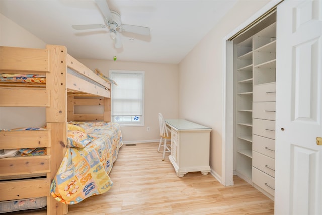 227 E Leaming Ave Unit A, Wildwood, NJ 08260 - bedroom with light wood finished floors, baseboards, and a ceiling fan