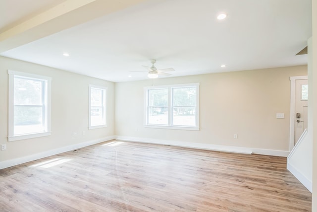 70 W Rising Sun Dr, Ocean View, NJ 08230 - spare room with light wood-type flooring, ceiling fan, and recessed lighting