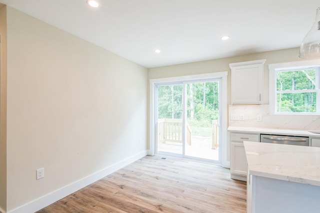 70 W Rising Sun Dr, Ocean View, NJ 08230 - kitchen with dishwasher, healthy amount of natural light, light wood-style floors, white cabinetry, and recessed lighting