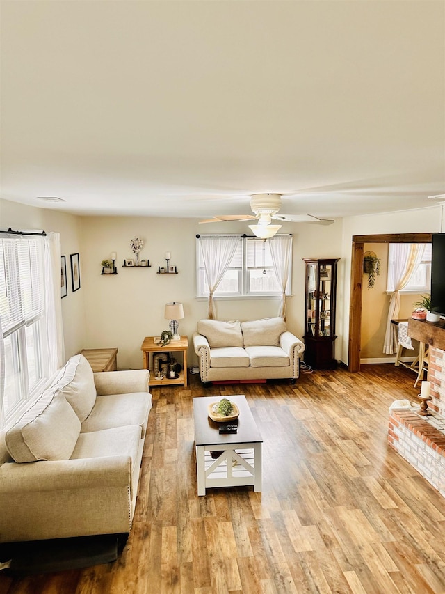 203 E Vermont Ave, Rio Grande, NJ 08242 - living room featuring ceiling fan and wood finished floors