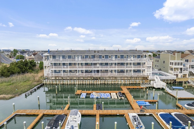 dock area featuring a water view