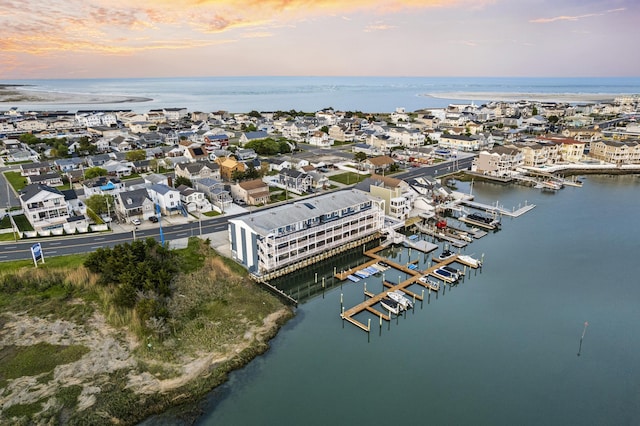 aerial view at dusk of a water view