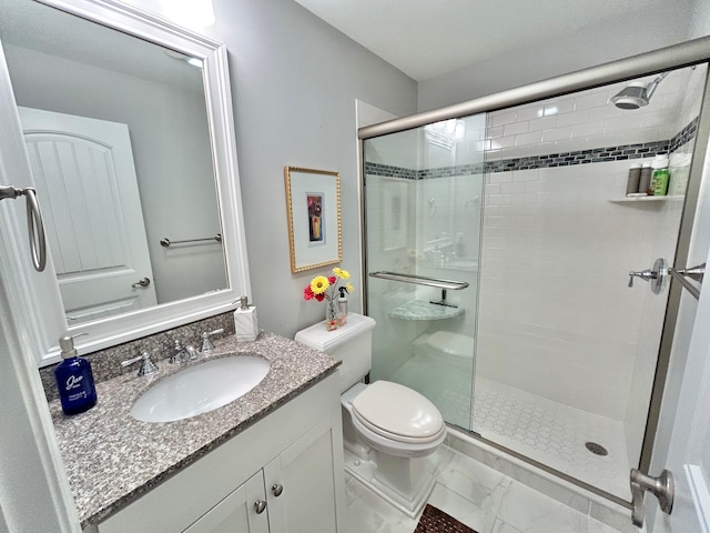 847 Broadway Unit 8, West Cape May, NJ 08204 - full bath featuring a shower stall, vanity, toilet, and marble look tile flooring