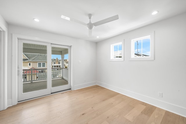 286 75th St, Avalon, NJ 08202 - unfurnished room featuring light wood-style flooring, baseboards, ceiling fan, and recessed lighting