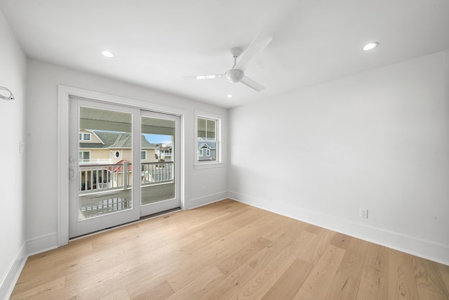 286 75th St, Avalon, NJ 08202 - empty room featuring light wood finished floors, baseboards, a ceiling fan, and recessed lighting