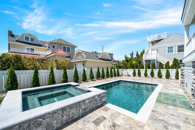286 75th St, Avalon, NJ 08202 - view of pool featuring an in-ground hot tub, a fenced backyard, and a patio