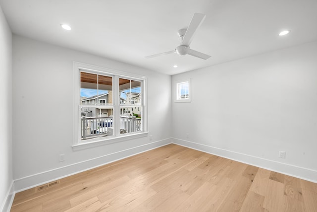 286 75th St, Avalon, NJ 08202 - empty room featuring light wood-type flooring, baseboards, recessed lighting, and a ceiling fan