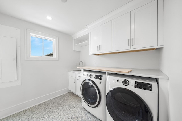 286 75th St, Avalon, NJ 08202 - washroom with separate washer and dryer, cabinet space, baseboards, and recessed lighting