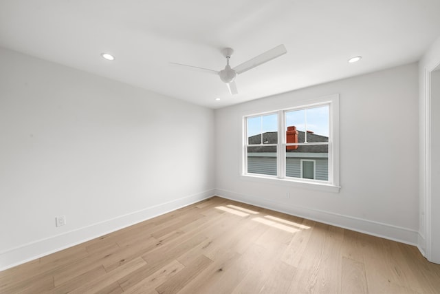 286 75th St, Avalon, NJ 08202 - unfurnished room with light wood-style floors, baseboards, a ceiling fan, and recessed lighting