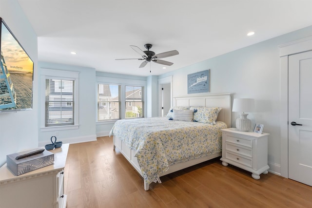 149 10th St, Avalon, NJ 08202 - bedroom with wood finished floors, recessed lighting, and ceiling fan