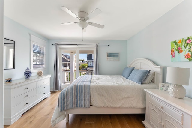 149 10th St, Avalon, NJ 08202 - bedroom featuring access to outside, light wood finished floors, and a ceiling fan