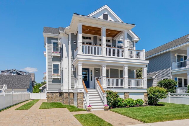149 10th St, Avalon, NJ 08202 - view of front of property with a balcony and covered porch