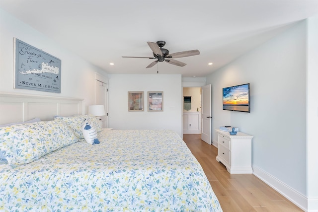149 10th St, Avalon, NJ 08202 - bedroom featuring light wood-type flooring, recessed lighting, and ceiling fan