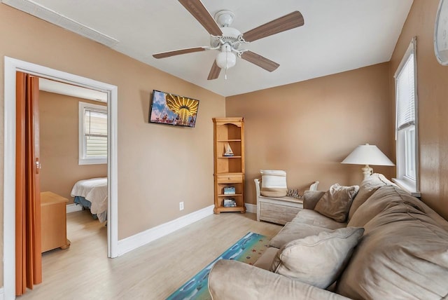 221 W 25th Ave, North Wildwood, NJ 08260 - living room with light wood-type flooring, ceiling fan, healthy amount of natural light, and vaulted ceiling