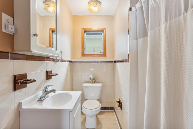 221 W 25th Ave, North Wildwood, NJ 08260 - full bath with vanity, tile walls, curtained shower, and a wainscoted wall