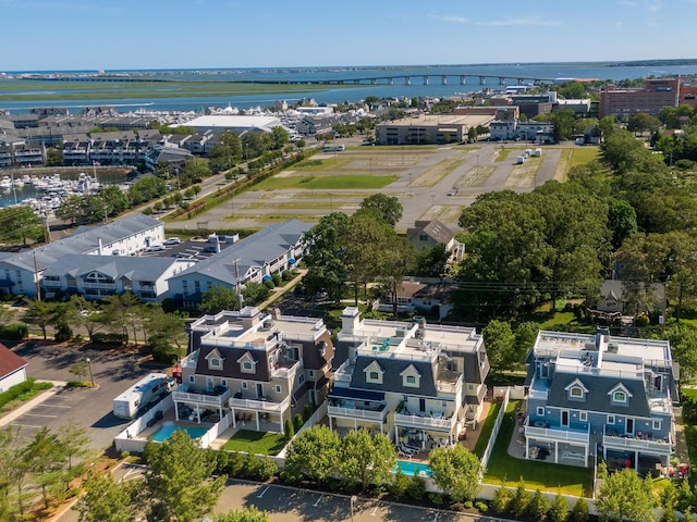 bird's eye view featuring a water view