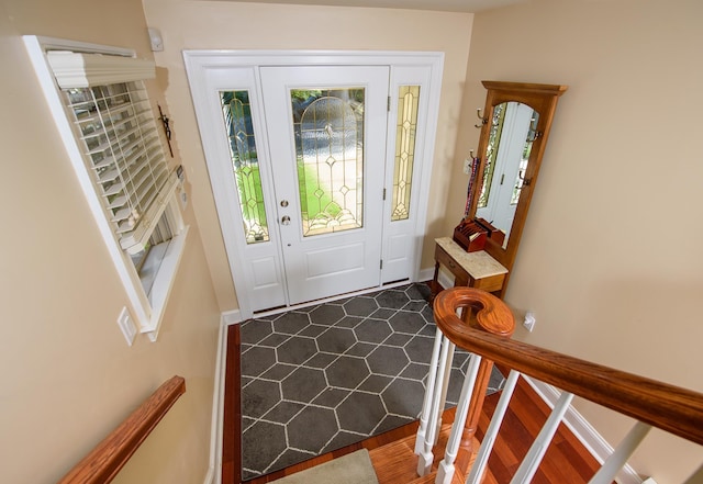 foyer with hardwood / wood-style flooring