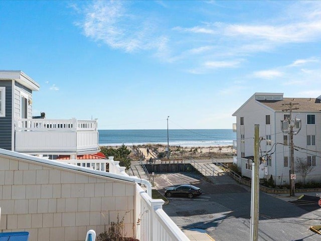 view of water feature with a view of the beach