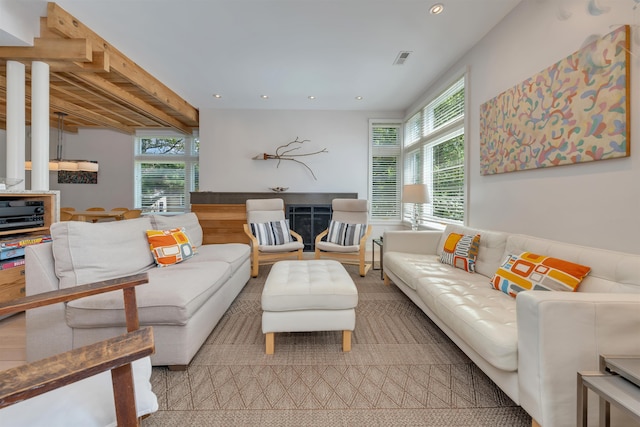 312 S Lake Dr, Cape May Point, NJ 08212 - living area with healthy amount of natural light, recessed lighting, and beam ceiling