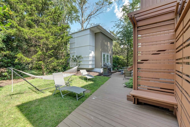 312 S Lake Dr, Cape May Point, NJ 08212 - wooden deck with grilling area and a yard