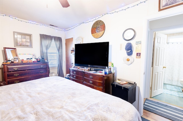 bedroom featuring ceiling fan