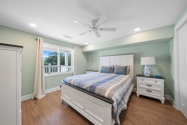 3009 Dune Dr Unit 5, Avalon, NJ 08202 - bedroom with dark wood finished floors, ceiling fan, and recessed lighting