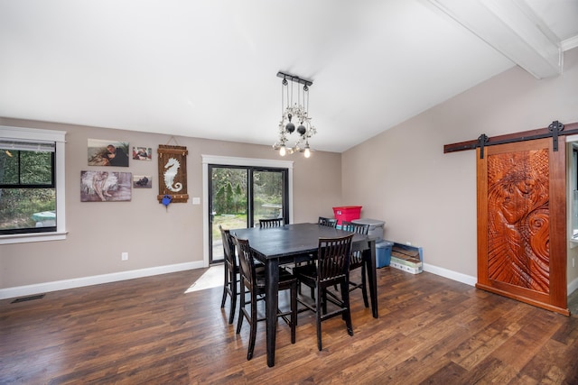 3108 Hemlock Rd, North Cape May, NJ 08204 - dining area featuring dark wood finished floors and a barn door