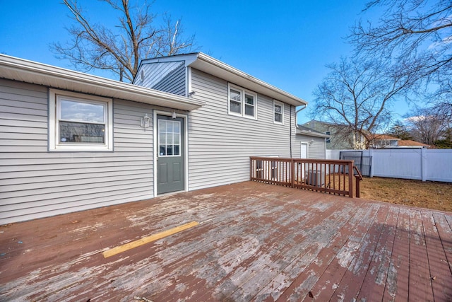 deck with fence and central air condition unit