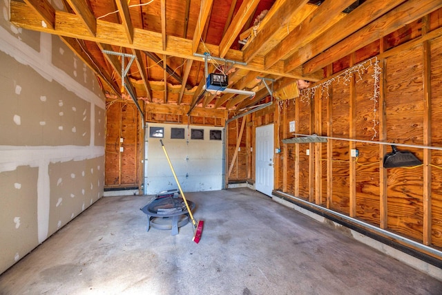 garage with a garage door opener