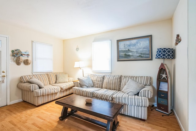 living room featuring light hardwood / wood-style floors