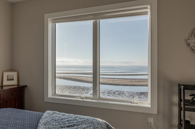 bedroom with a water view