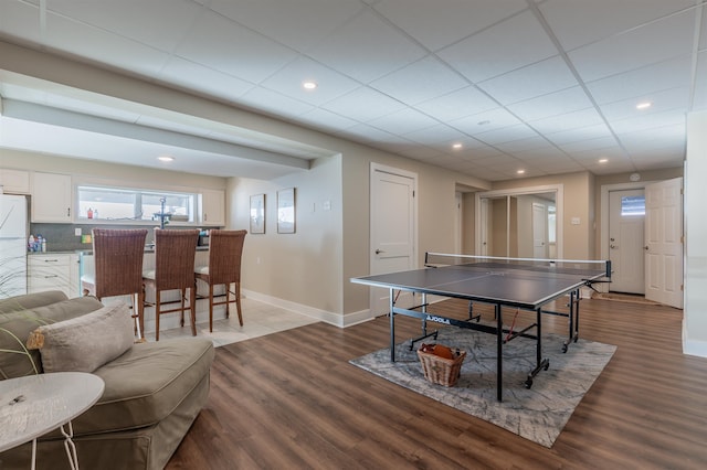 playroom featuring wood-type flooring