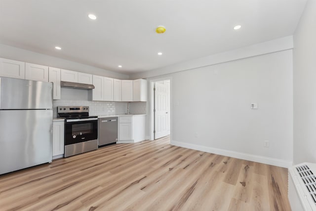 2001 Surf Ave Unit 13, North Wildwood, NJ 08260 - kitchen with appliances with stainless steel finishes, under cabinet range hood, a sink, light countertops, and tasteful backsplash