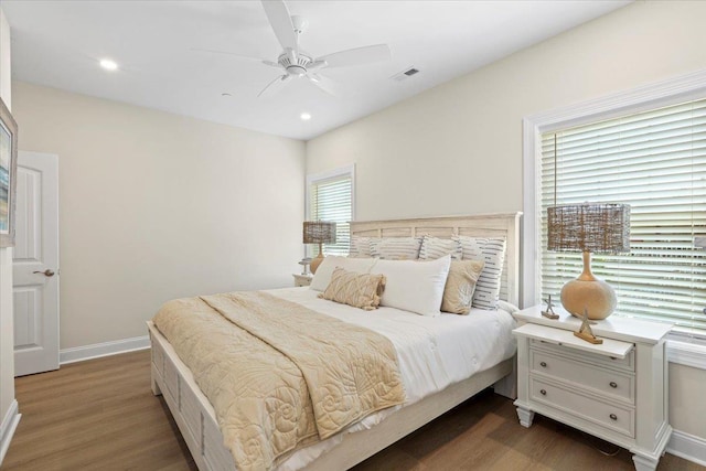 154 E Lincoln Ave Unit 104, Wildwood, NJ 08260 - bedroom featuring wood finished floors, baseboards, recessed lighting, and a ceiling fan