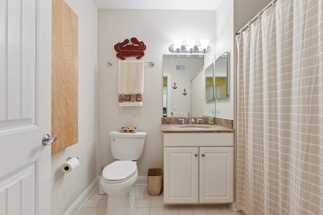 bathroom featuring tile patterned flooring, vanity, and toilet