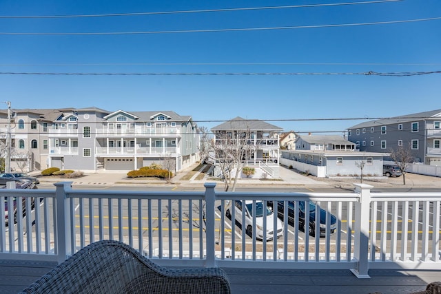 deck with a residential view