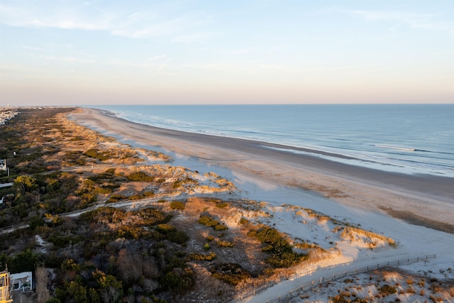 property view of water featuring a view of the beach