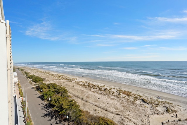 property view of water featuring a view of the beach