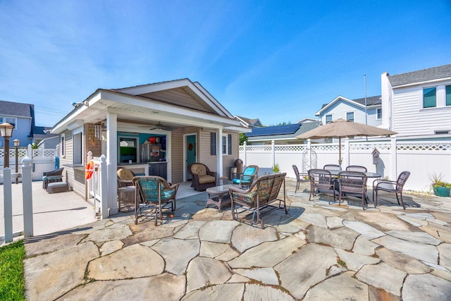 view of patio / terrace featuring an outdoor hangout area and ceiling fan