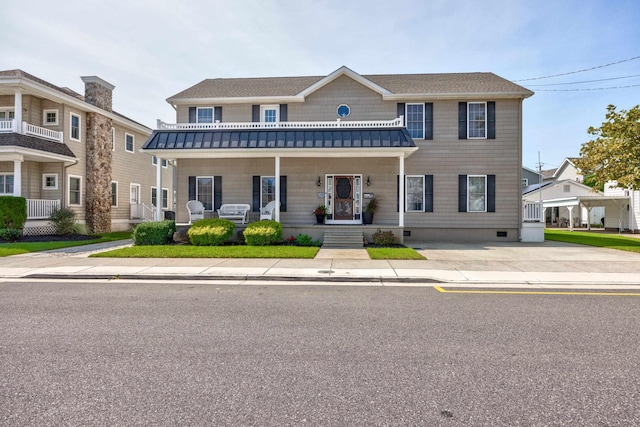 view of front of home featuring covered porch